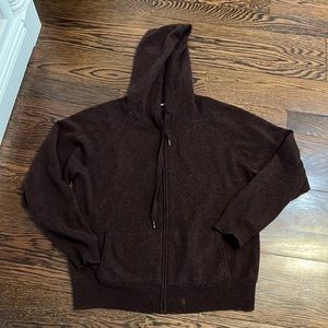 Maroon Cashmere Zip Up Sweater